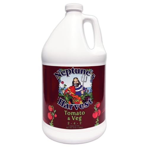 Neptune’s Harvest Organic Tomato & Vegetable Plant Fertilizer (2-4-2) - Liquid Plant Food w/Fresh Fish, Seaweed, Molasses, Yucca Extract, & Humic Acids - for Vegetable Garden (Gallon)