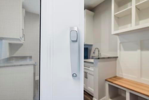 Wright Products - Tie Down Push Button Door Latch for Screen and Storm Doors, Aluminum Grey