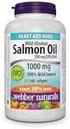 Webber Naturals Wild Alaskan Salmon Oil Softgel, 200mg 180 Count