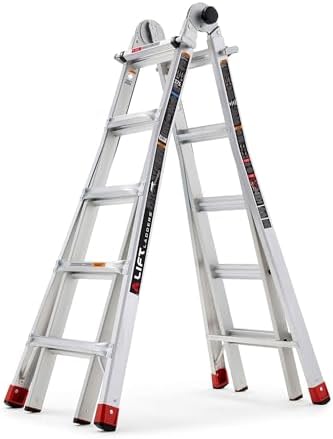 Lift Ladders 18-Ft Multi-Position Aluminum Ladder, 5-in-1, 300 lb. Capacity