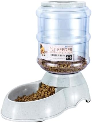 Flexzion Gravity Pet Feeder, Dog and Cat Food Dispenser, 1-Gallon Capacity | Self-Replenishing Dry Food Station with Non-Skid Feet and a Carry Handle; Holds Approximately 4-6 Lb Of Kibble