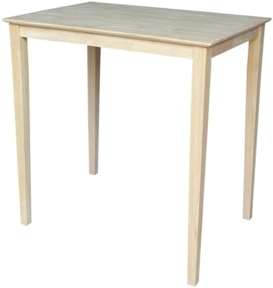 International Concepts Table Top Solid with Wood Bar Height Shaker Legs, 30 by 48-Inch, Unfinished