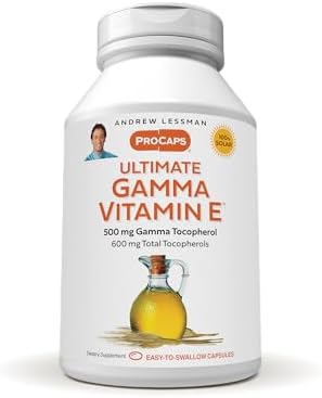 ANDREW LESSMAN Ultimate Gamma Vitamin E 60 Softgels - 500 mg Gamma Tocopherol, Protective Vitamin E. Four High Potency Forms of Natural Tocopherols. Powerful Anti-Oxidant. No Synthetic Forms | Natural vitamin E formula with 500 mg Gamma Tocopherol plus A…
