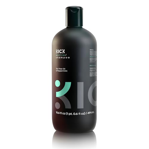 Kick Mens Shampoo - Peppermint & Tea Tree, Anti-Dandruff for Oily Hair | Oil Control & Scalp Soothing - Itchy Scalp Relief - Sulfate-Free
