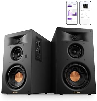 ULTIMEA 3-Way Powered Bookshelf Speakers, Bluetooth 6.0, 70W RMS, BS-3 | 5.25" Woofer, HDMI ARC, Clear Dialogue, Deep Bass, Clear Highs, SUB OUT