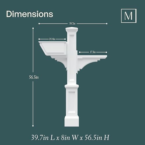 Mayne Westbrook Decorative Mail Post with Planter, White | For post-mount mailboxes, Weather & fade resistant, All season, 15-year warranty