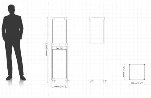 Planika Faro 41, 000 BTU Propane Patio Heater 59" Modern Freestanding Glass Tower with Wheels, Smokeless 360° Flame