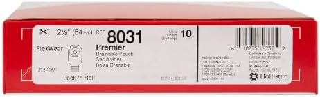 Hollister 8031 Premier 1-Piece 12” Drainable Ostomy Pouch & Flat FlexWear Skin Barrier, Pack of 10, Ultra-Clear