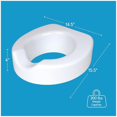 Carex Toilet Seat Riser with Quick-Lock, Raised Plastic Toilet Seat Adds 4” of Height - Fits Most Standard Round & Elongated Toilets
