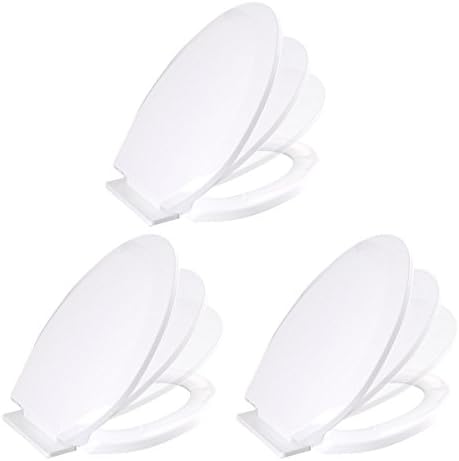 Renovators Supply Manufacturing Plastic Soft Close Toilet Seat Elongated Quiet-Close Lid, Contoured Seat, Easy to Install and Clean, Grip-Tight Bumpers with Adjustable Mounting Hardware, Black