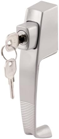 Prime-Line K 5089 Keyed Lock Aluminum Push Button Screen or Storm Door Latch with Tie Down and Key (Single Pack)