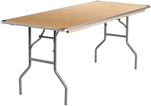 Flash Furniture 6 ft Metal Folding Rectangular Banquet Table | Metal Edges