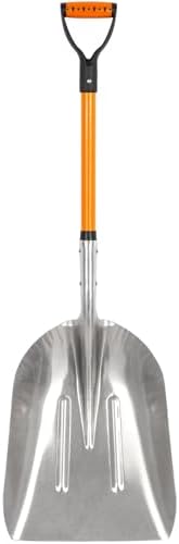 Aluminum Snow Shovel with D Handle Metal Snow Shovel for Driveway 45Inches 3.7 Pounds Transfer Shovel Shovel for Gardening, Orange