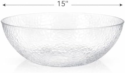Lillian Collection Stunning Clear Plastic Round Hammered Bowl - 12" (1 Pc.) - Unique Textured Design - Perfect for Parties & Displays