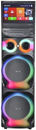 Dolphin Karaoke Machine with 2 Wireless Microphones, Dual 12" Woofers | 200W RMS, 15.4" Touchscreen, Android, Bluetooth, HDMI, WiFi, USB, TF