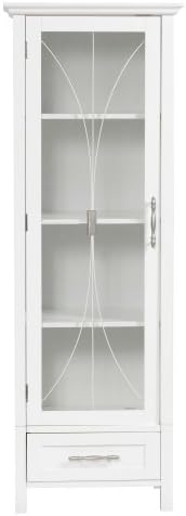Teamson Home Avery Wooden Bathroom Linen Tower Cabinet with 1 Drawer 3 Adjustable Interior Shelves and 6 Storage Spaces, Oiled Oak