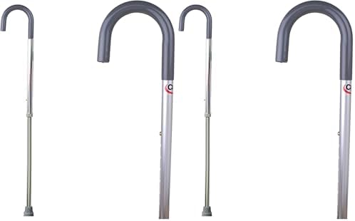 Carex Cane for Men - Men's Round Handle Silver Cane - Adjustable Walking Cane for Men