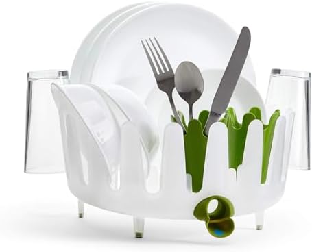 Chef'n Plastic 401-281-004 DishGarden Dish Rack, 14 x 13.25 x 6.5 inches, White/Green