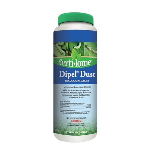 Fertilome (10859) Dipel Dust Biological Insecticide Bt, 4 lb | Bacillus thuringiensis (Bt) OMRI-eligible dust - Controls caterpillars & worms organically - Home gardeners