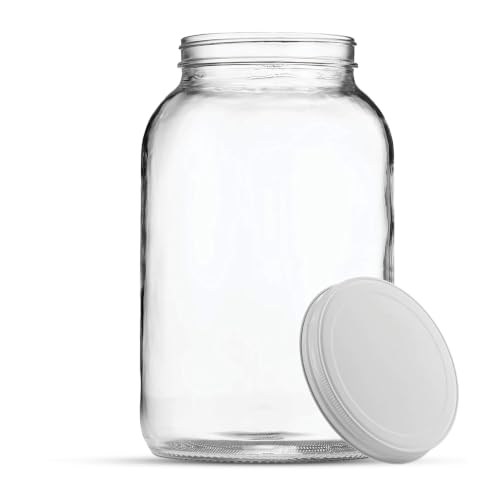 4-Pack 1 Gallon Glass Jar with Lid | Wide Mouth Food Storage Canisters | Heavy-duty Glass Jars with Airtight Lid for kombucha, pickling, canning, fermentation, cider, wine and bulk pantry storage