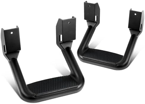 DNA MOTORING Pair Aluminum Side Hoop Steps Universal Side Step Compatible With Chevy GMC Dodge Pickup Trucks SUVs, 11"L x 6"H x 12"W, 2 Pcs, Silver, SSTEP-SS