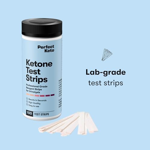 Perfect Keto Ketone Test Strips Kit for Testing Ketones on Low Carb Ketogenic Diet, Monitor Ketosis, Keto Diet Tracker, Urine Test Strips, 100 CT