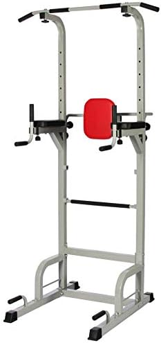 Everyday Essentials Signature Fitness Power Tower with Push-up, Pull-up and Workout Dip Station for Home Gym Strength Training, Gray