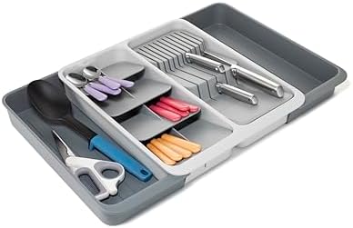 Joseph Joseph DrawerStore Knife Organizer, holds up to 9 knives, Kitchen Organization & Drawer Storage – Compact, Gray
