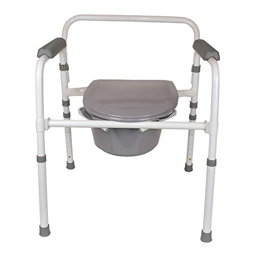 Homecraft Steel Commode, Portable Toilet, Metal Toilet Bowl and Bucket for Bedside Bathroom Use