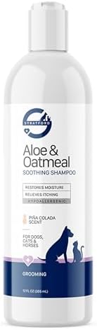 Stratford Aloe & Oatmeal Shampoo for Pets - Piña Colada Scent - 12oz | Suitable for Dogs, Cats, & Horses - Hypoallergenic
