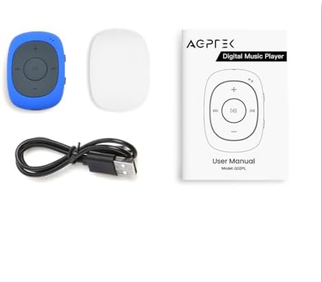 AGPTEK G02 8GB Clip MP3 Player with FM Shuffle & Sweatproof Silicone Case | Screen-Free Portable Music Player, No Bluetooth, Simple for Sports, Running & Walking