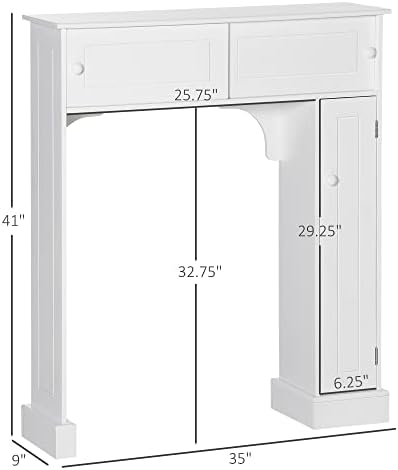 HOMCOM Over The Toilet Bathroom Cabinet Storage Cabinet White