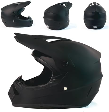 Dirt Bike Helmets Black Fullface DOT Motorcycle E Bike ATV Helmet