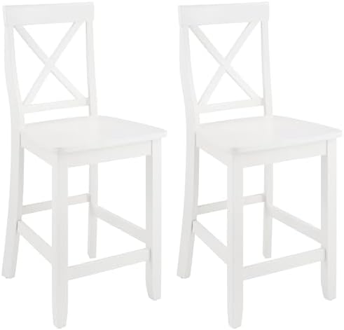 Crosley Furniture X-Back Wood Bar Stools Set of 2, Black, 30-inch
