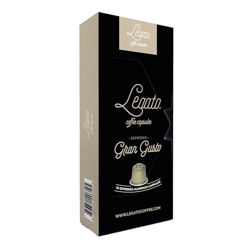 Legato Espresso Capsules - 10/100 count - Single-Serve Coffee Pods - Compatible with Nespresso OriginalLine Machine - Cafe-style Coffee at Home (100, Hazelnut Strength 5)