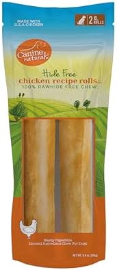 Canine Naturals Rawhide Free Chicken Recipe Dog Chews, XL Rolls, 2 Count