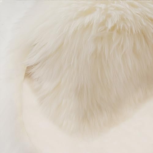 Real Sheepskin Rug Fluffy Sheepskin Throw Genuine Sheepskin Rug Sheepskin Seat Covers for Chairs Recliner Sofa (2.3x6.5ft) (Color : Ivory)