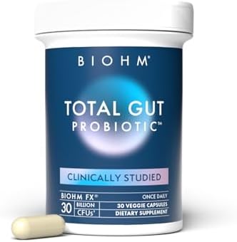 BIOHM Total Probiotic, 30 Billion CFU Daily Probiotics for Women & Men (30 Count) Helps Reduce Occasional Gas & Bloating