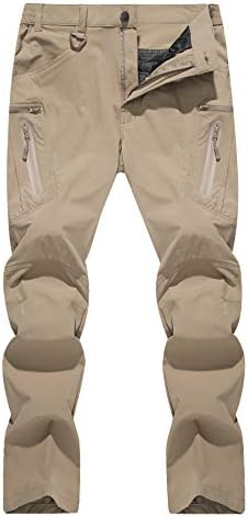 TACVASEN Men's Lightweight Hiking Tactical Pants Waterproof Quick Dry Cargo Work Rain Outdoor Pants 8 Pockets
