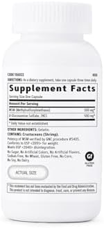 GNC MSM Glucosamine 500mg Supplement, Supports Healthy Joint Function, Supports Healthy Joint Cartilage