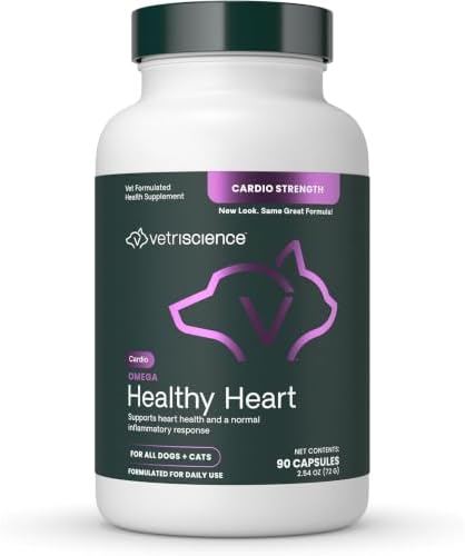 VetriScience Omega Healthy Heart Easy-Open Capsules, Cardio Strength Taurine and Omega-3 Supplement for Dogs and Cats