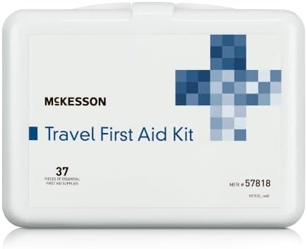 McKesson First Aid Kit - Travel Ready Portable Emergency Supplies for Minor Wound Care - Adhesive Bandages, Gauze Pads, Antiseptic Wipes