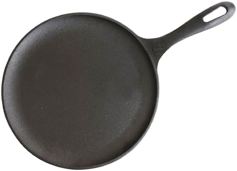 Victoria 10.5-Inch Cast Iron Comal Griddle Pan with a Long Handle, Preseasoned with Flaxseed Oil, Made in Colombia