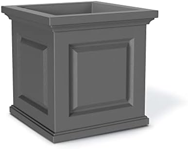 Mayne Nantucket 16in Self-Watering Square Planter, Black | Self-watering, All season, Fade resistant, Double-wall design, 15-year warranty