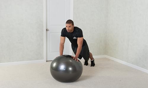 Black Mountain Products Professional Grade Exercise Stability Yoga Ball, Foot Pump, Ball Plug, Plug Puller, 2000 Pounds Static Weight Capacity Antiburst