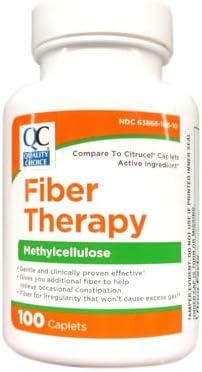 Quality Choice Fiber Therapy Caplets, 100 Count Gentle Fiber Laxative with Methylcellulose for Constipation Relief, Regularity Support, Gluten-Free