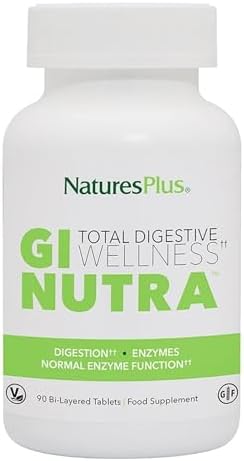 NaturesPlus GI Natural Total Digestive Wellness - 90 Bi-Layered Tablets - with L-Glutamine, Probiotics, Prebiotics & Enzymes - Gluten Free - 30 Servings