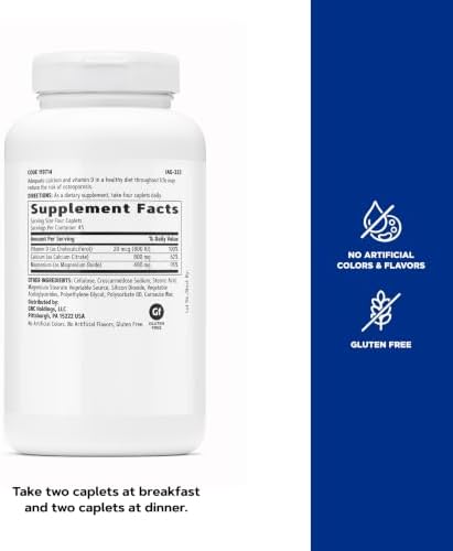 GNC Calcium Citrate Plus 800mg, 180 Caplets, 45 Servings