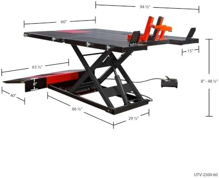 Black Widow 60" W UTV Lift Table, 2,500 lb, Air/Hydraulic, ATV Motorcycle