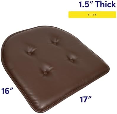 Sweet Home Collection Chair Cushion Memory Foam Pads Tufted Slip Non Skid Rubber Back U-Shaped 17" x 16" Seat Cover